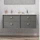 ROYAL GREY COLOUR 1200X460X510MM PLYWOOD WALL HUNG VANITY WITH DOUBLE BASIN POLYMARBLE TOP